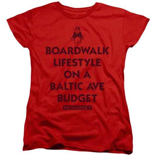 Monopoly Lifestyle Vs Budget Womens T Shirt Red