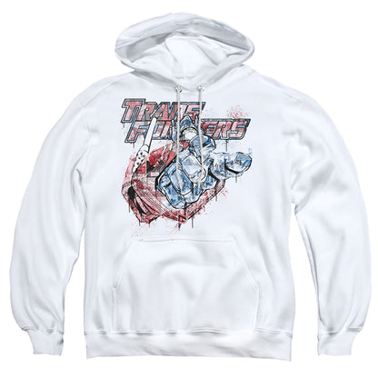 Transformers Spray Panels Mens Hoodie White