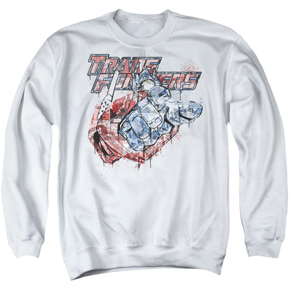 Transformers Spray Panels Mens Crewneck Sweatshirt White