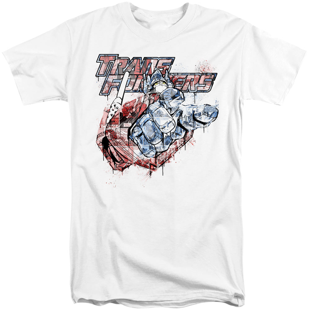 Transformers Spray Panels Mens Tall T Shirt White