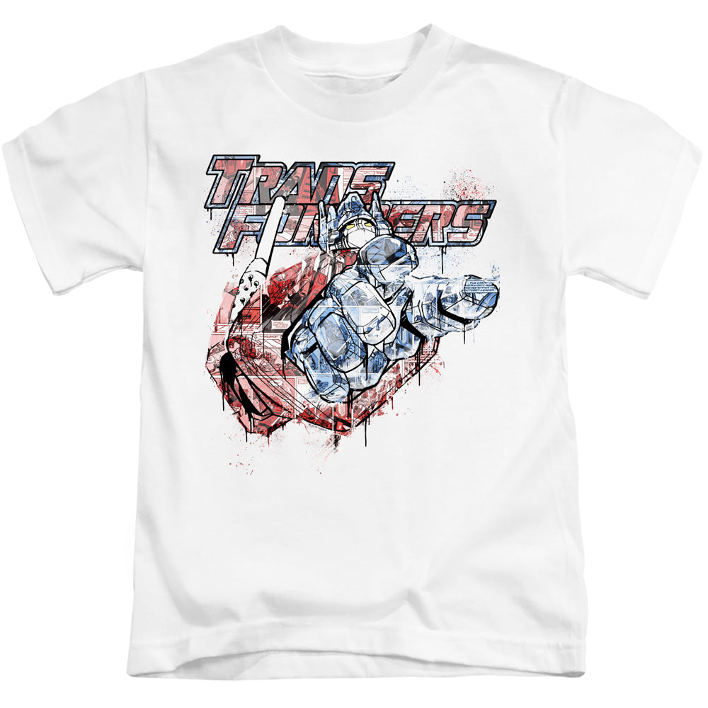 Transformers Spray Panels Juvenile Kids Youth T Shirt White