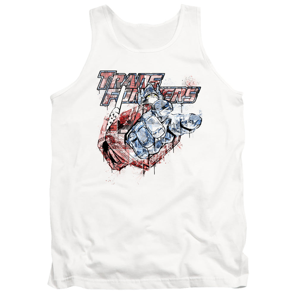 Transformers Spray Panels Mens Tank Top Shirt White