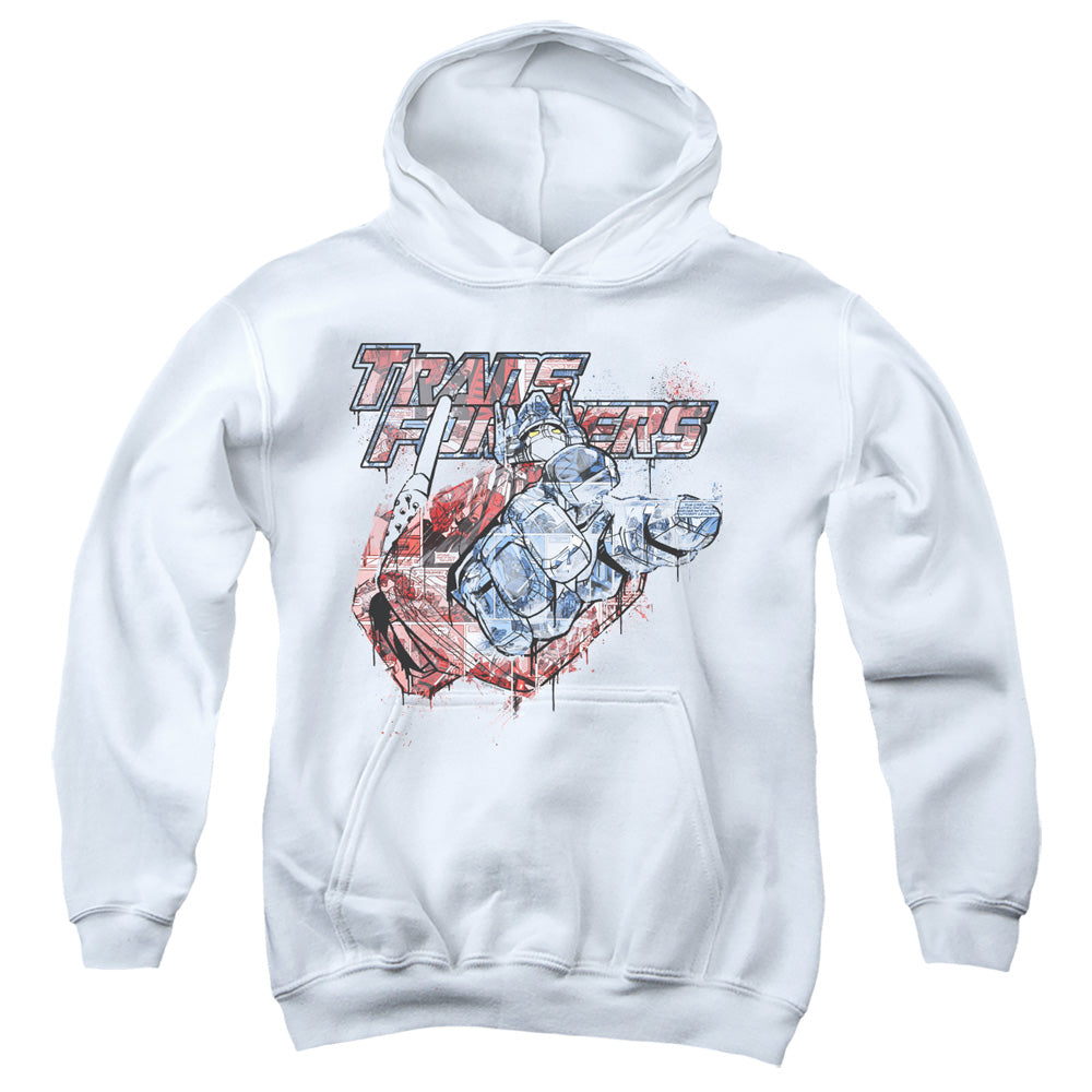 Transformers Spray Panels Kids Youth Hoodie White