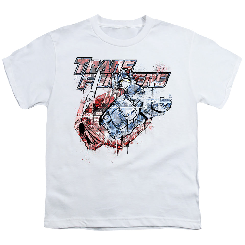 Transformers Spray Panels Kids Youth T Shirt White