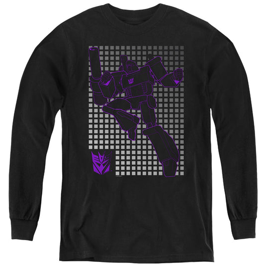 Transformers Megatron Grid Long Sleeve Kids Youth T Shirt Black