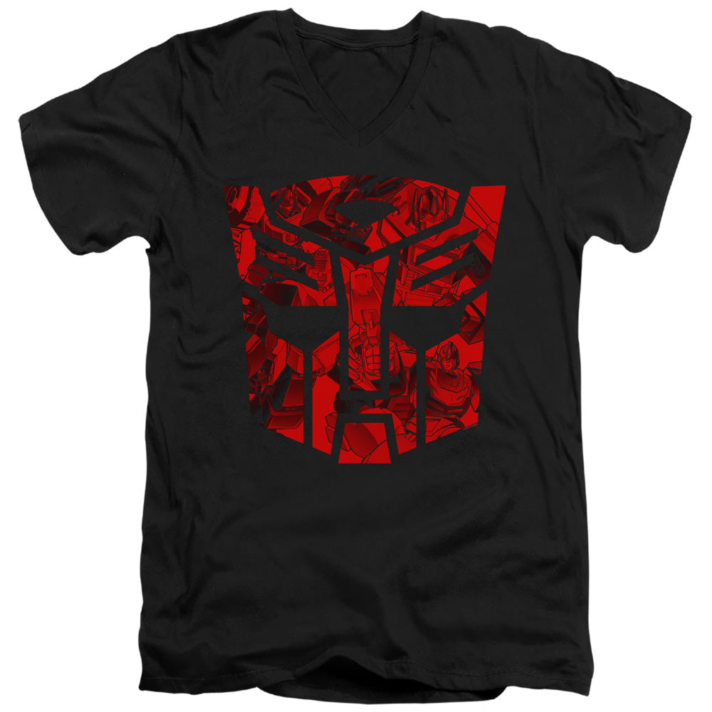 Transformers Tonal Autobot Mens Slim Fit V-Neck T Shirt Black