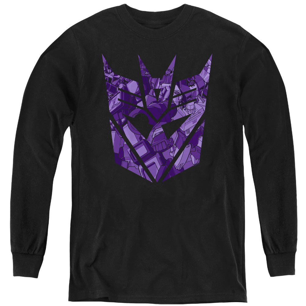 Transformers Tonal Decepticon Long Sleeve Kids Youth T Shirt Black