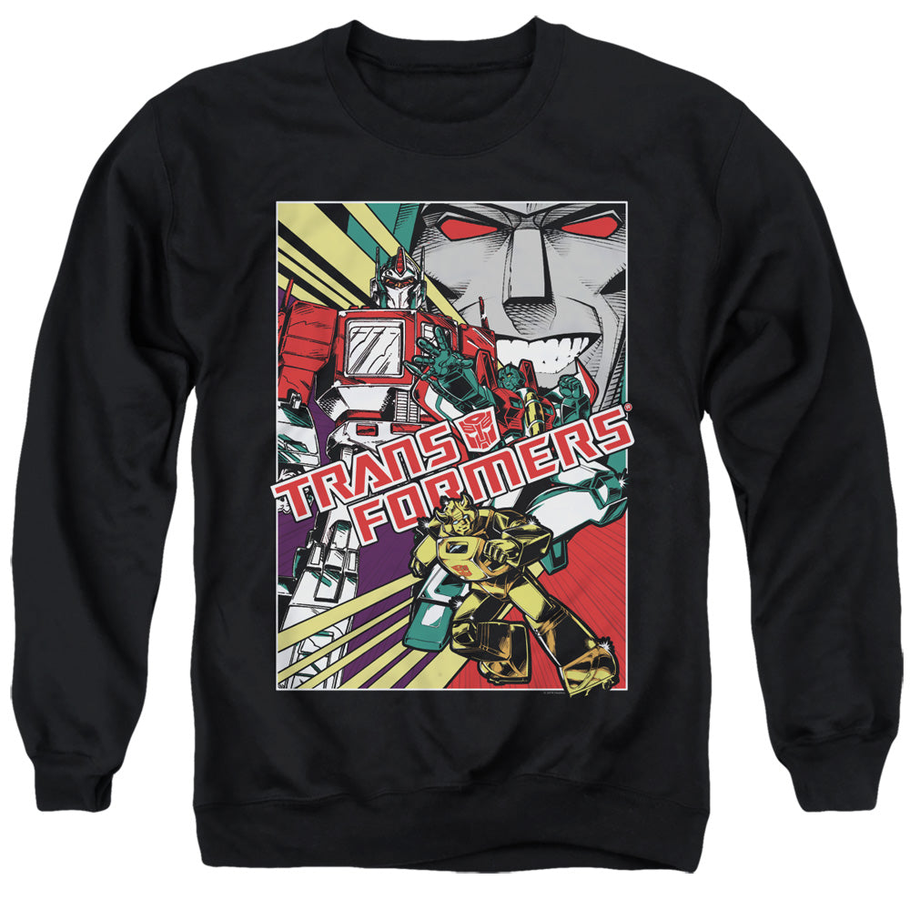 Transformers Comic Poster Mens Crewneck Sweatshirt Black