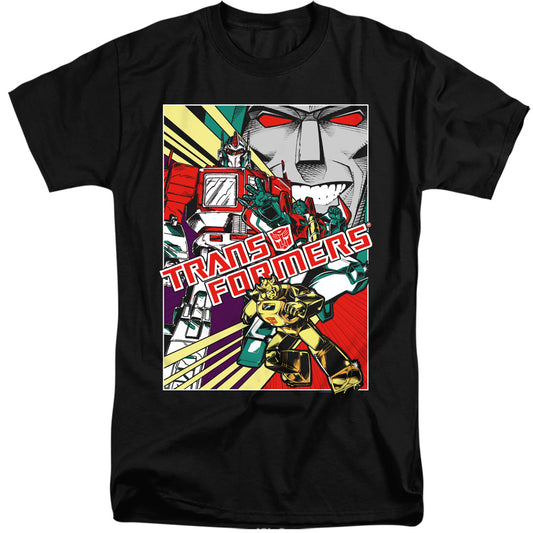 Transformers Comic Poster Mens Tall T Shirt Black