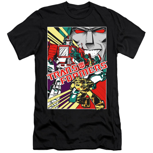 Transformers Comic Poster Premium Bella Canvas Slim Fit Mens T Shirt Black