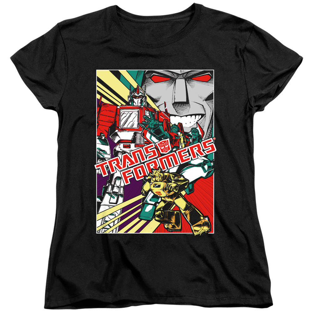 Transformers Comic Poster Womens T Shirt Black