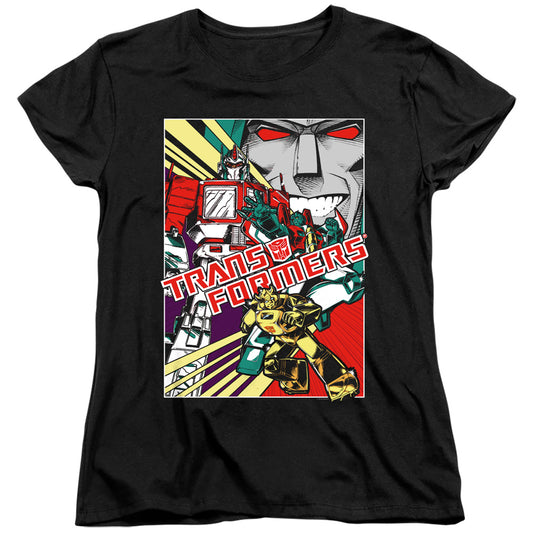 Transformers Comic Poster Womens T Shirt Black