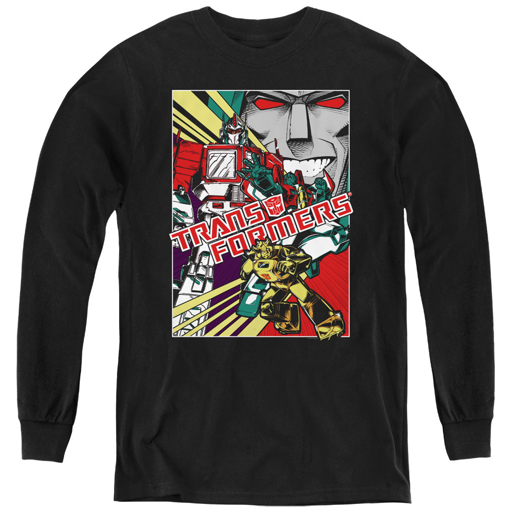 Transformers Comic Poster Long Sleeve Kids Youth T Shirt Black