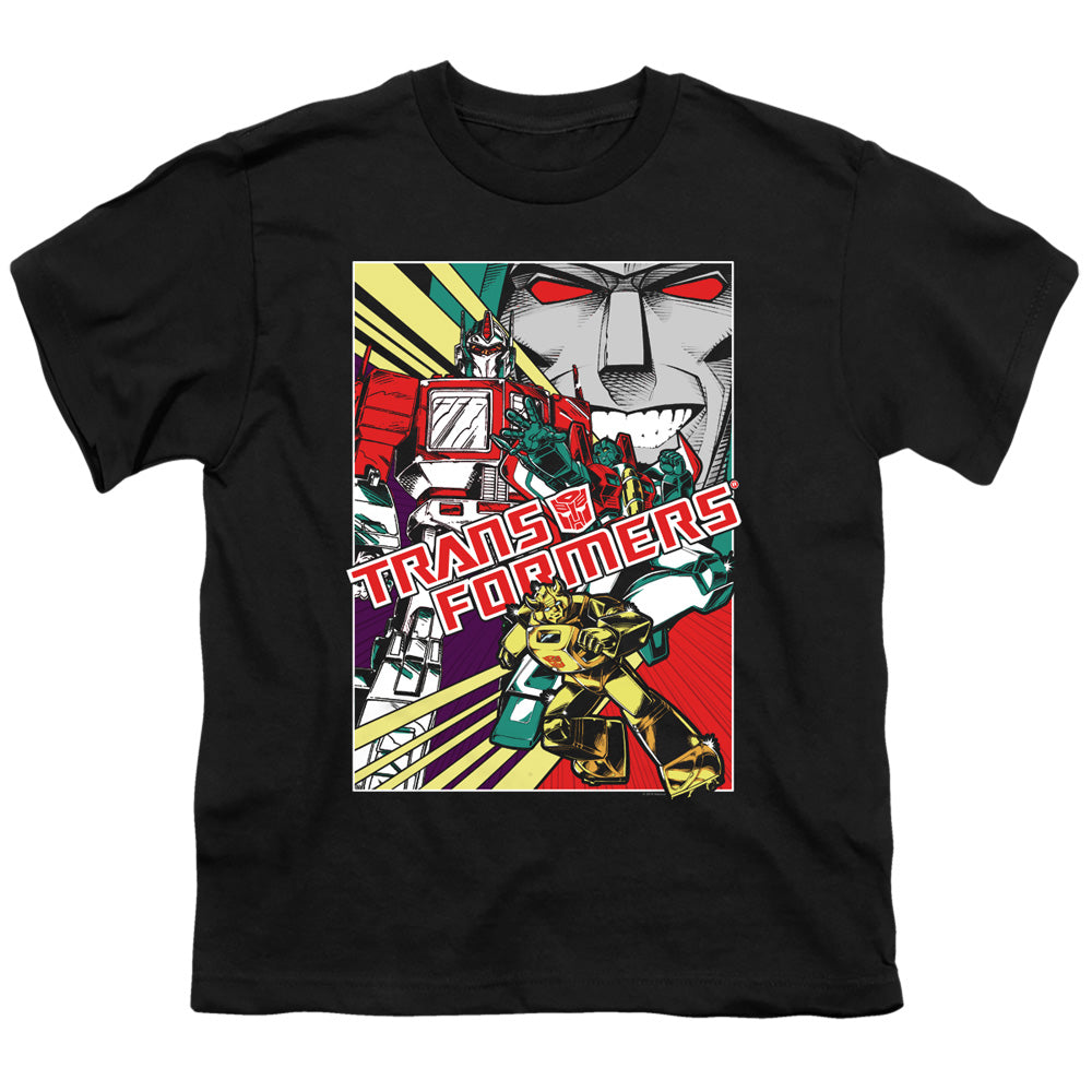 Transformers Comic Poster Kids Youth T Shirt Black