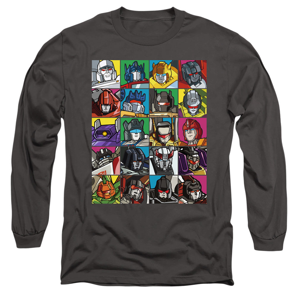 Transformers Transformer Squares Mens Long Sleeve Shirt Charcoal