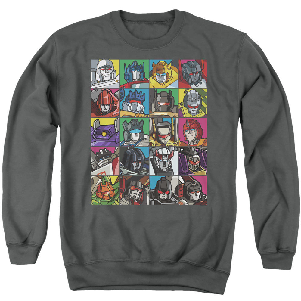 Transformers Transformer Squares Mens Crewneck Sweatshirt Charcoal