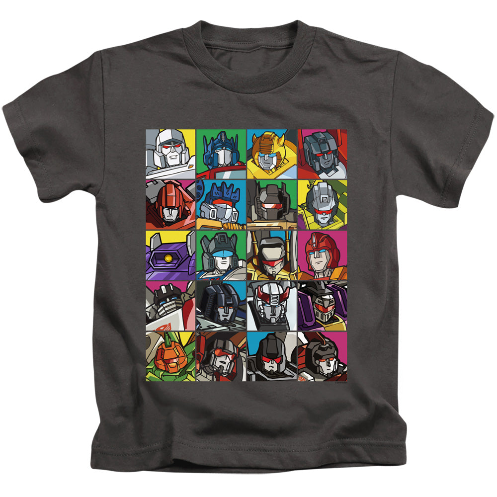 Transformers Transformer Squares Juvenile Kids Youth T Shirt Charcoal