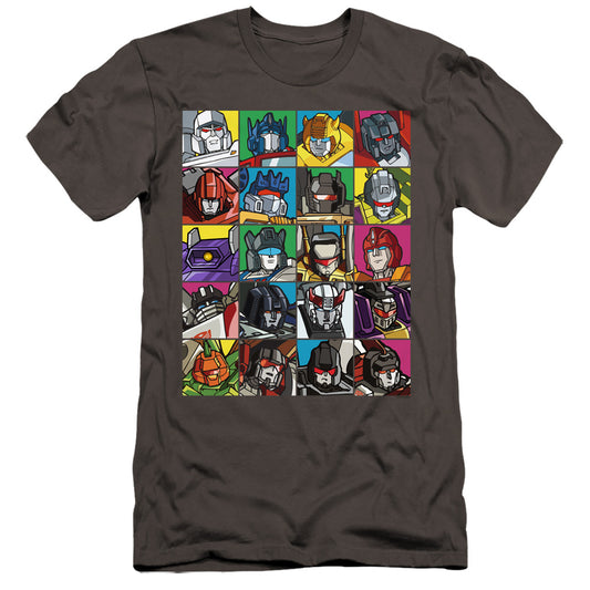 Transformers Transformer Squares Premium Bella Canvas Slim Fit Mens T Shirt Charcoal