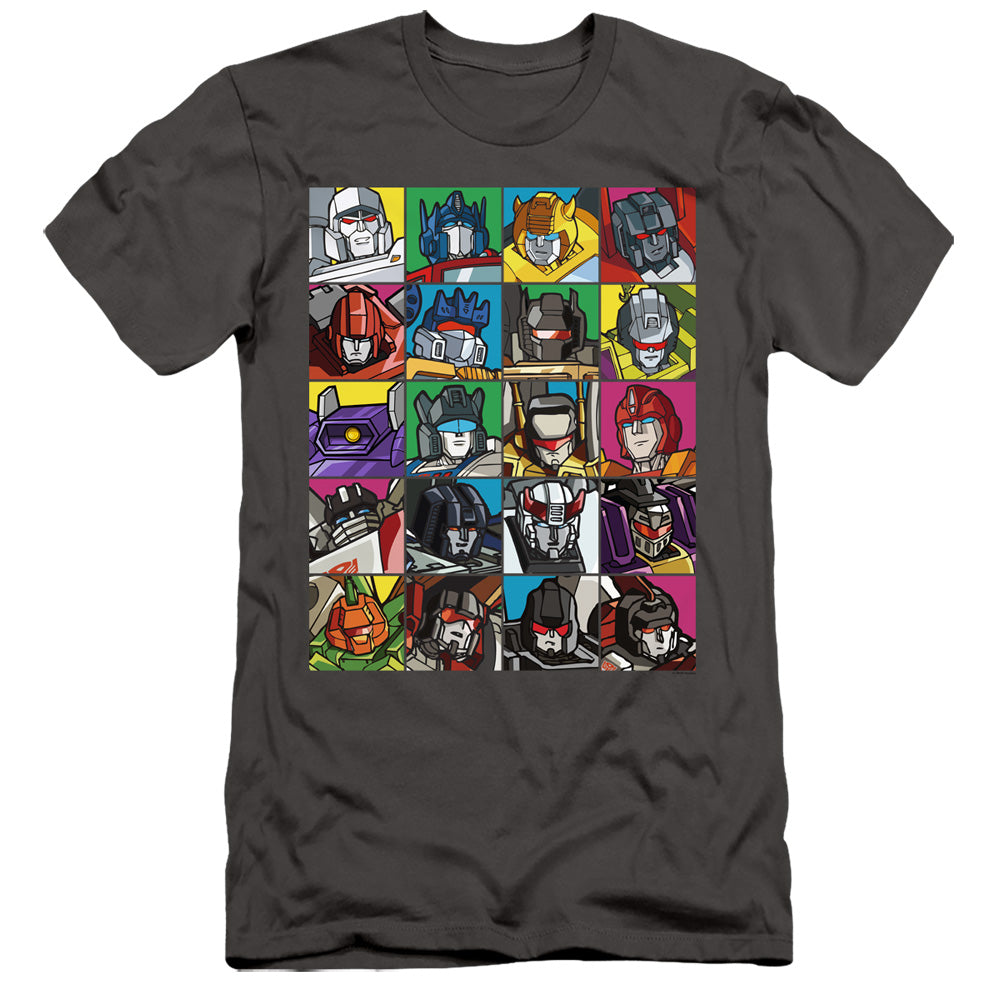 Transformers Transformer Squares Slim Fit Mens T Shirt Charcoal