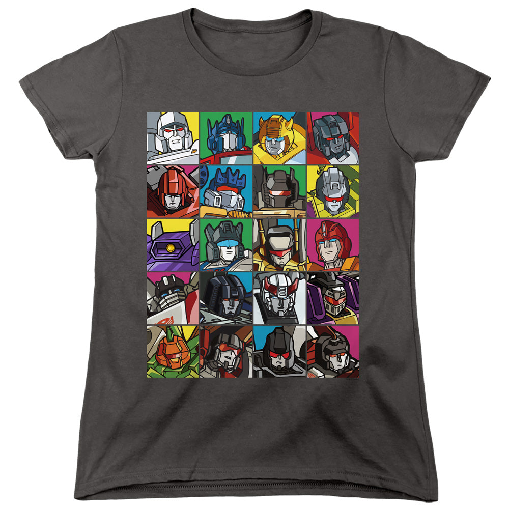 Transformers Transformer Squares Womens T Shirt Charcoal