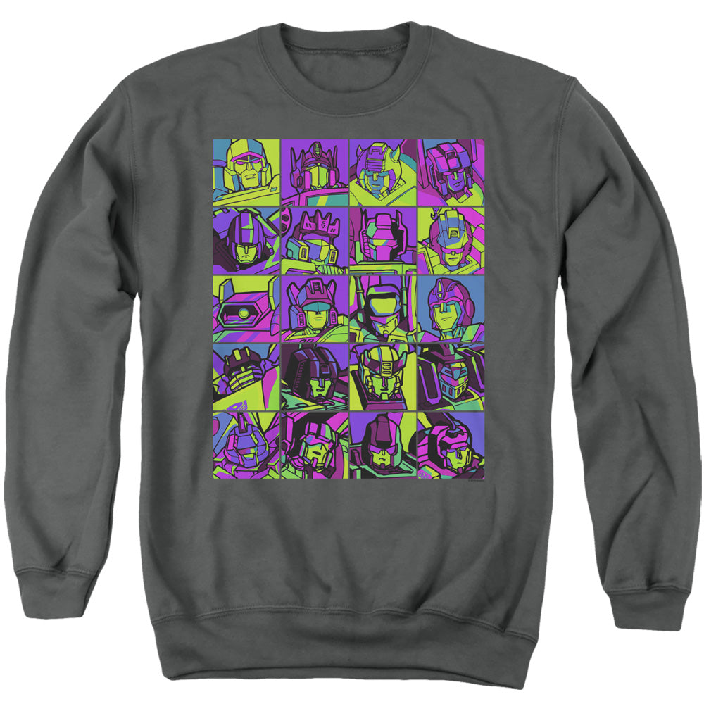 Transformers Transformer Squares Mens Crewneck Sweatshirt Charcoal