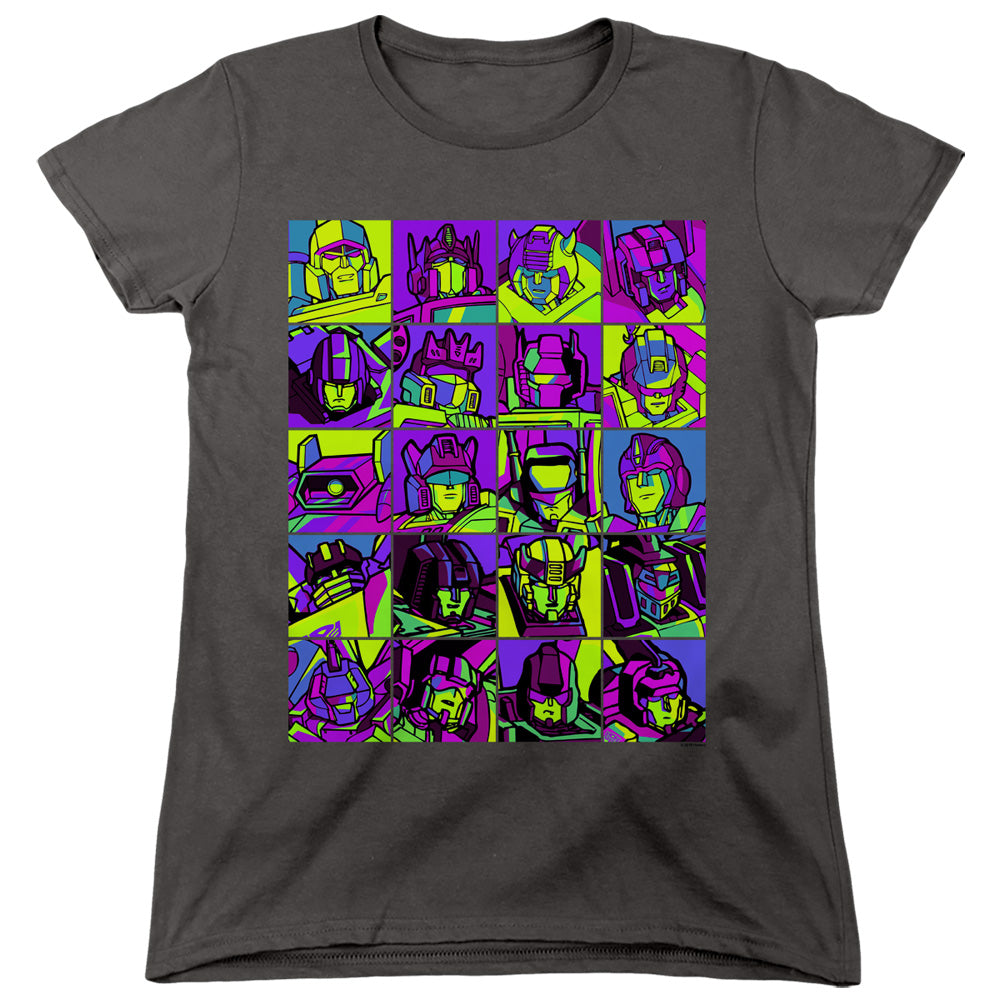 Transformers Transformer Squares Womens T Shirt Charcoal