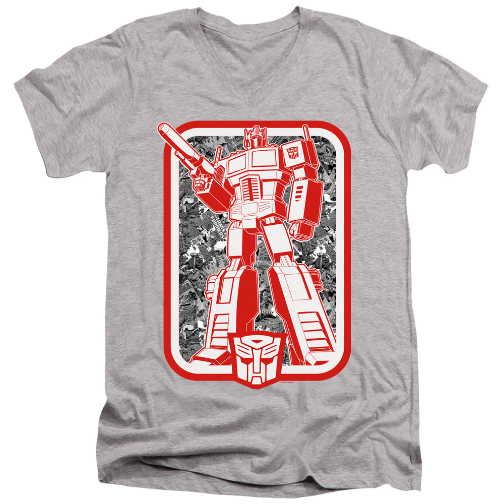 Transformers Autobot Mens Slim Fit V-Neck T Shirt Athletic Heather