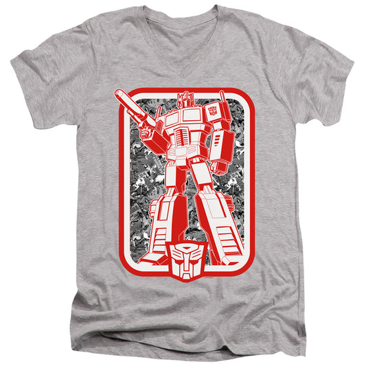 Transformers Autobot Mens Slim Fit V-Neck T Shirt Athletic Heather