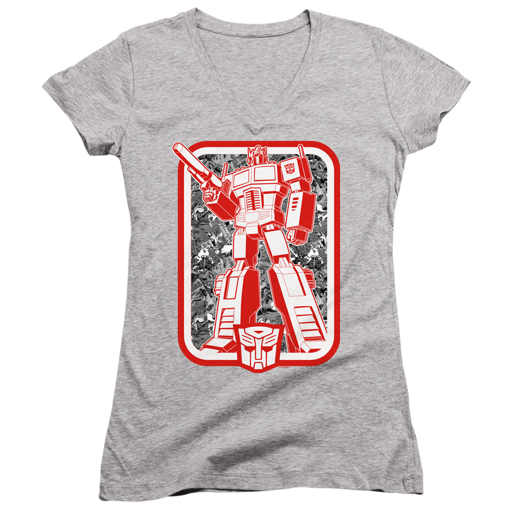 Transformers Autobot Junior Sheer Cap Sleeve V-Neck Womens T Shirt Athletic Heather