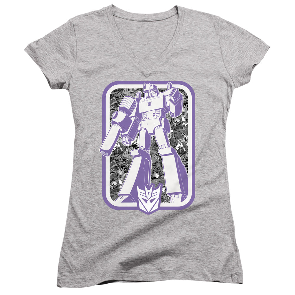 Transformers Decepticon Junior Sheer Cap Sleeve V-Neck Womens T Shirt Athletic Heather