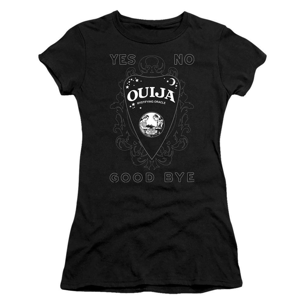 Ouija Planchette Junior Sheer Cap Sleeve Womens T Shirt Black