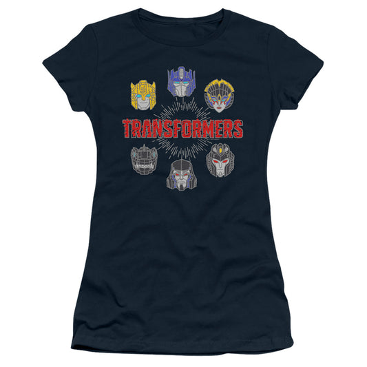 Transformers Robo Halo Junior Sheer Cap Sleeve Womens T Shirt Navy Blue