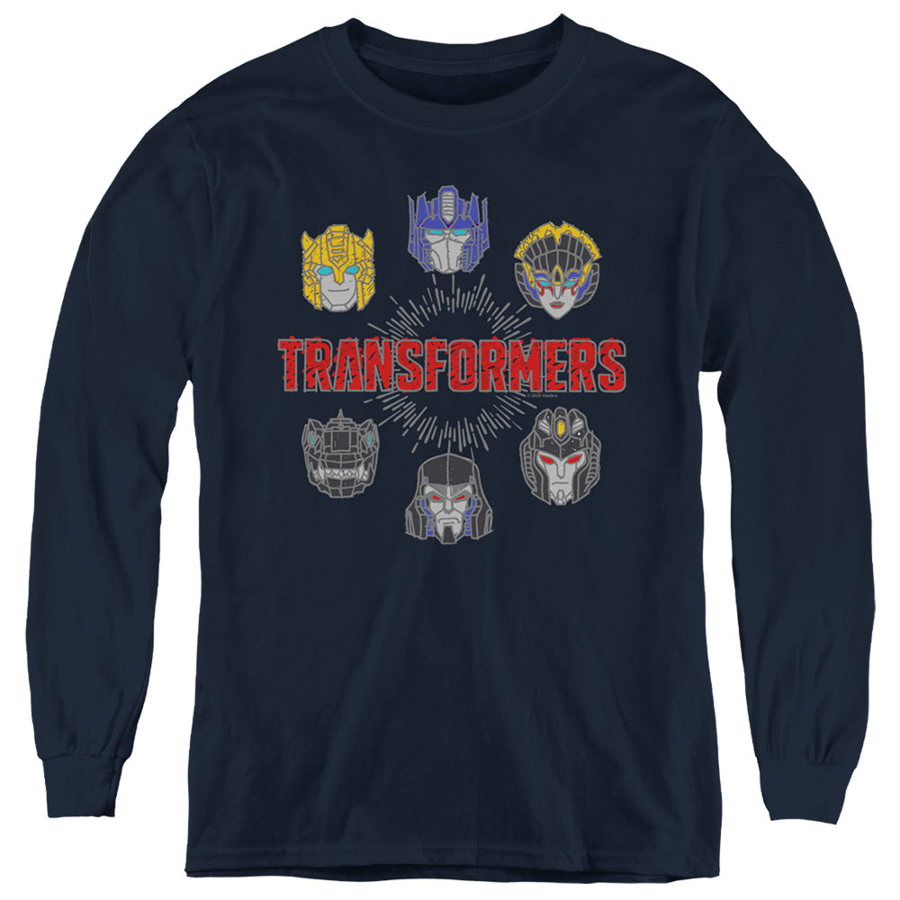 Transformers Robo Halo Long Sleeve Kids Youth T Shirt Navy Blue