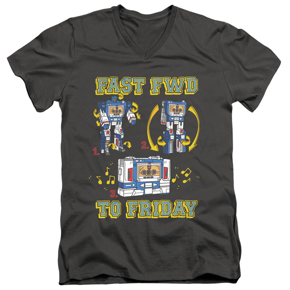 Transformers Forward Friday Mens Slim Fit V-Neck T Shirt Charcoal