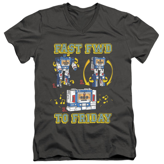 Transformers Forward Friday Mens Slim Fit V-Neck T Shirt Charcoal