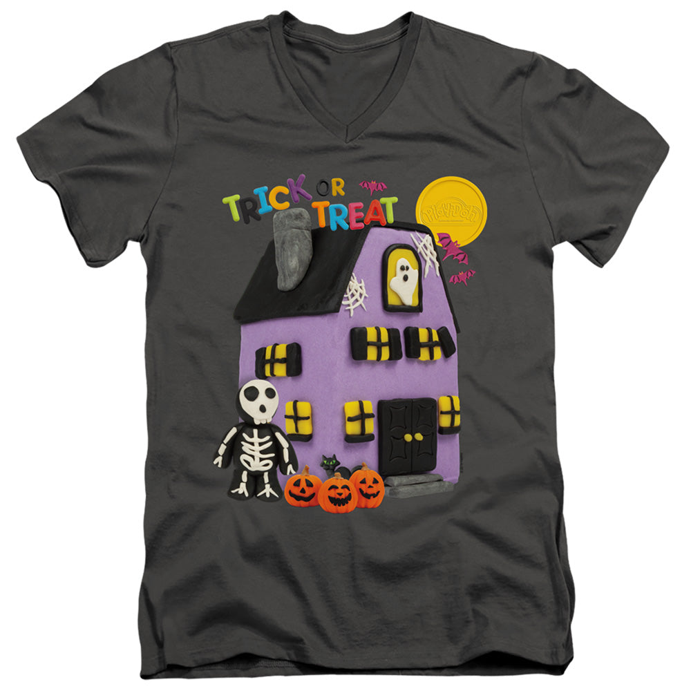 Play Doh Trick or Treat Mens Slim Fit V-Neck T Shirt Charcoal