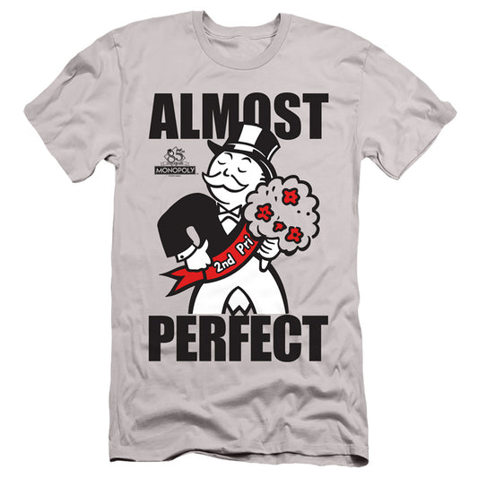 Monopoly Almost Perfect Slim Fit Mens T Shirt Silver