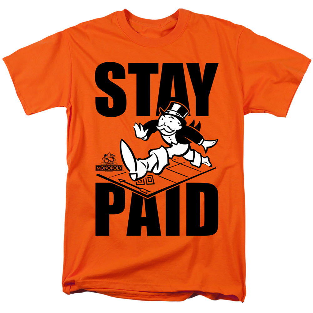 Monopoly Stay Paid Mens T Shirt Orange