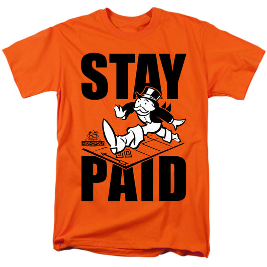 Monopoly Stay Paid Mens T Shirt Orange