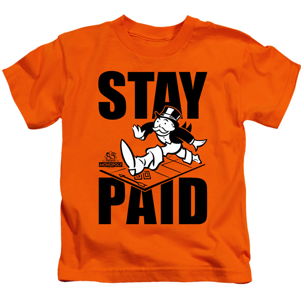 Monopoly Stay Paid Juvenile Kids Youth T Shirt Orange