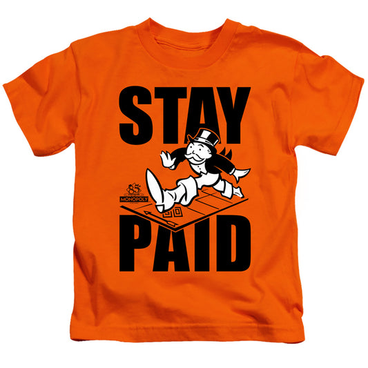 Monopoly Stay Paid Juvenile Kids Youth T Shirt Orange