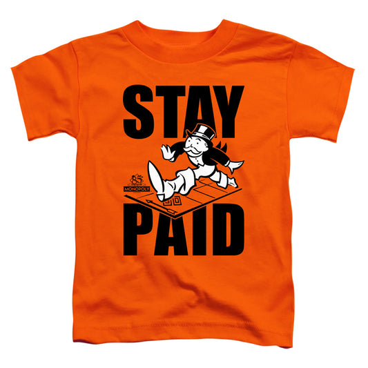 Monopoly Stay Paid Toddler Kids Youth T Shirt Orange