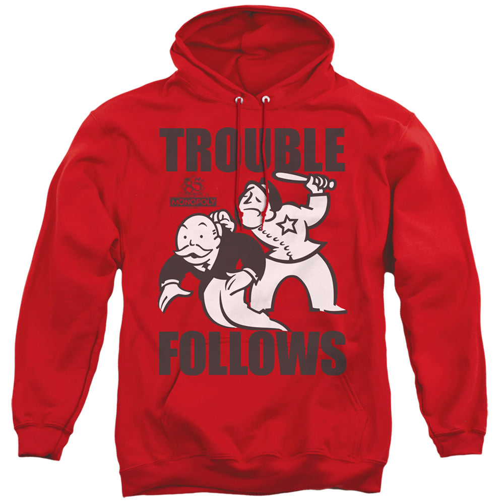 Monopoly Trouble Follows Mens Hoodie Red