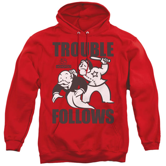 Monopoly Trouble Follows Mens Hoodie Red