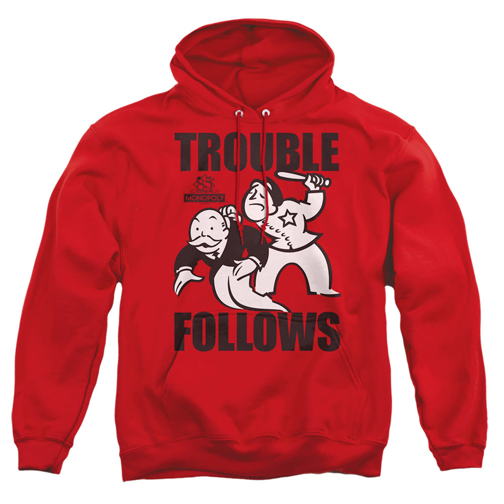 Monopoly Trouble Follows Mens Hoodie Red