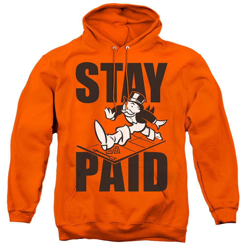 Monopoly Stay Paid Evergreen Mens Hoodie Orange