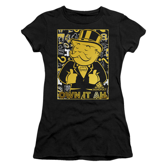 Monopoly Own Junior Sheer Cap Sleeve Womens T Shirt Black