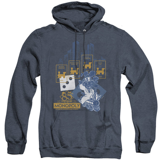 Monopoly The True Railroad Tycoon Mens Heather Hoodie Navy