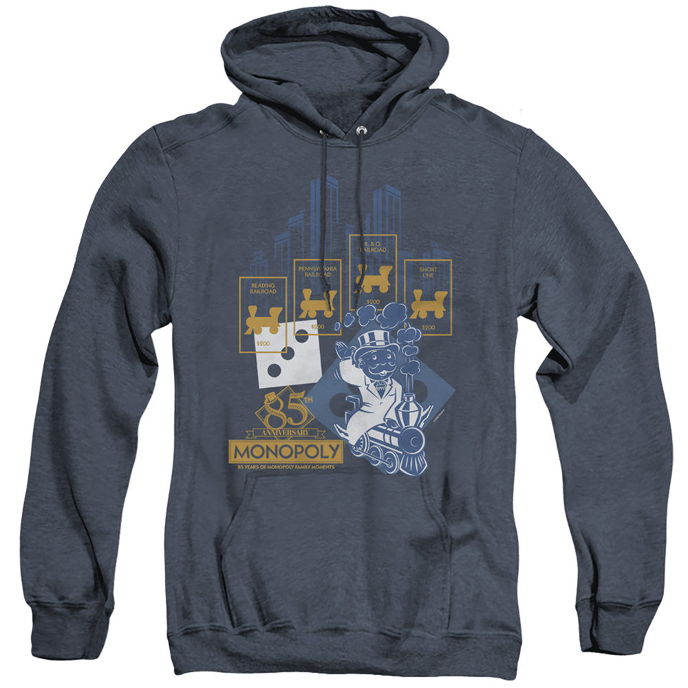 Monopoly the True Railroad Tycoon Heather Mens Hoodie Navy