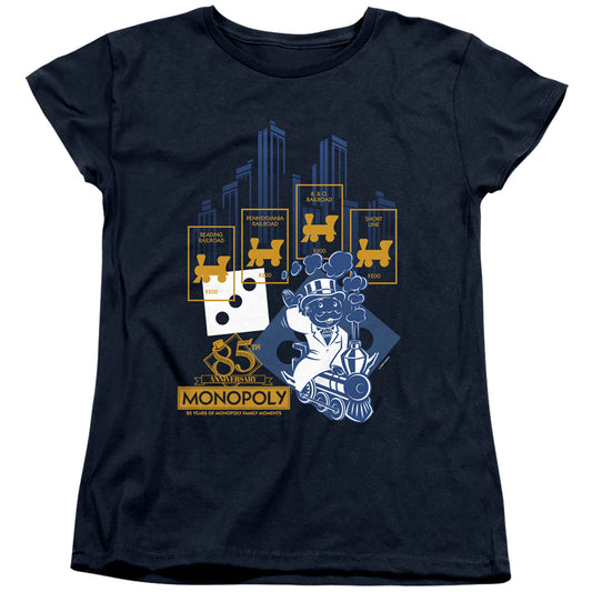 Monopoly the True Railroad Tycoon Womens T Shirt Navy